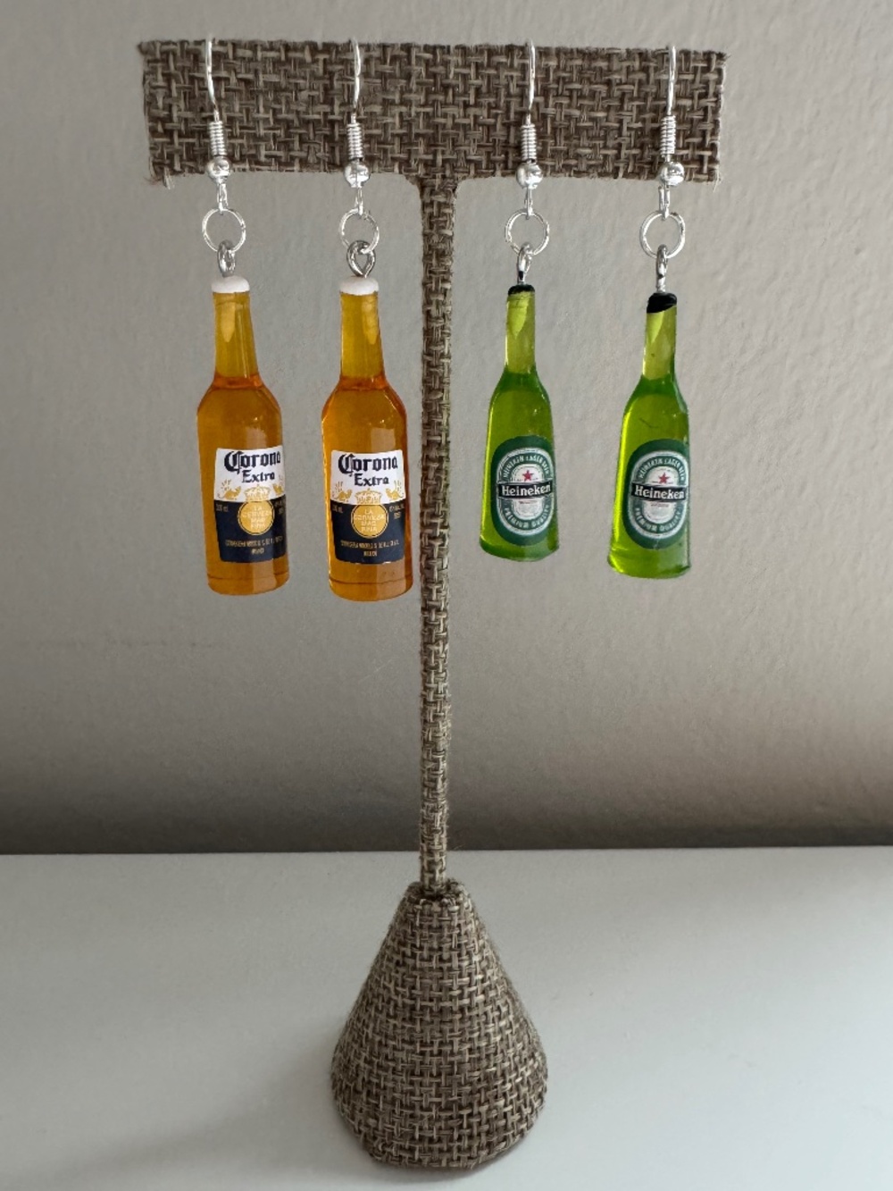 Beer Bottle Dangle Earrings | Novelty Beer Lover Bar Jewelry Drink Earrings